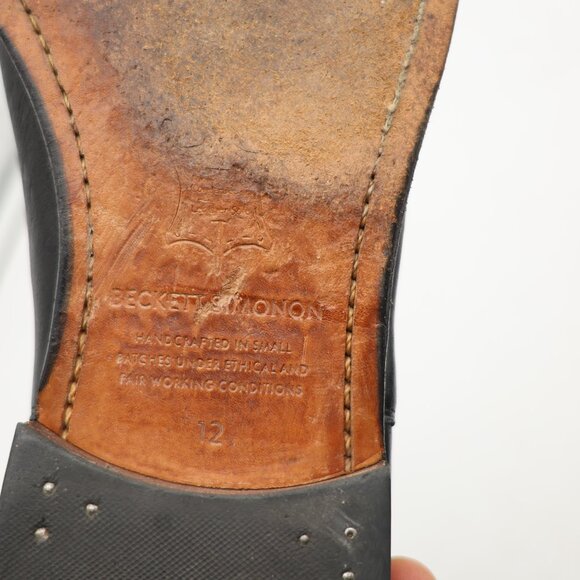 Beckett Simonon Bolton Chelsea Boots Men's 12 Black Leather Dress Shoes Pull On - Picture 10 of 13